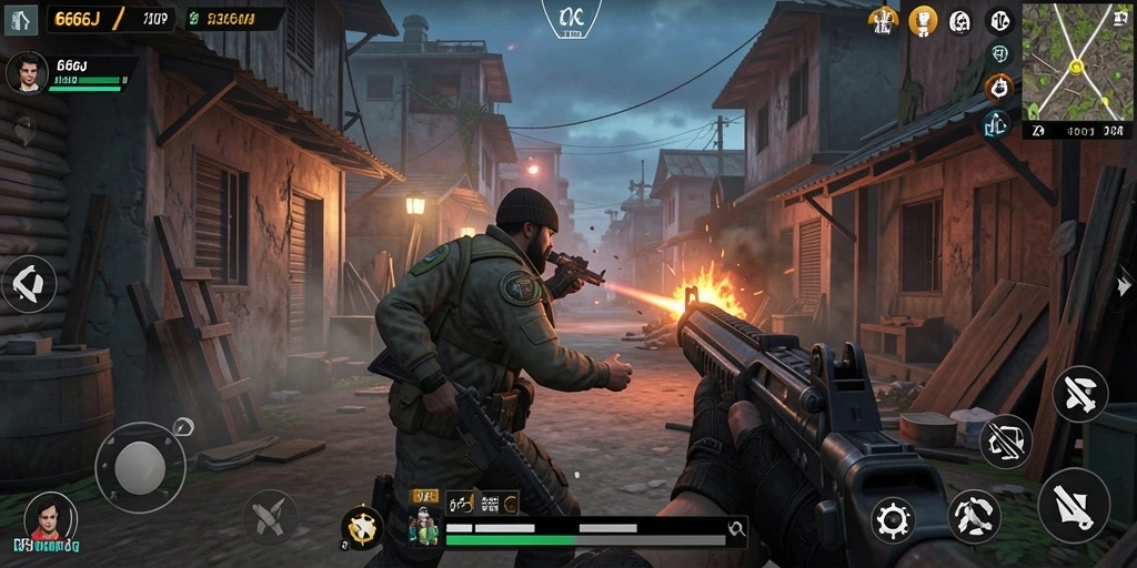 Tangkapan layar gameplay menegangkan dari 666J dalam aksi TPS.