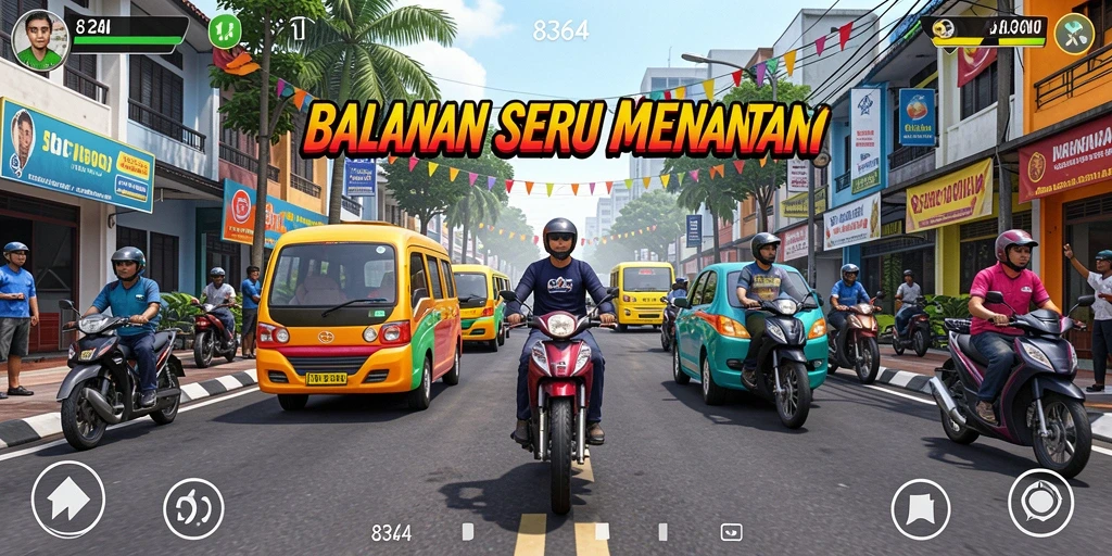 Screenshot permainan 8364 menampilkan aksi balapan yang mendebarkan dan grafis yang memukau.