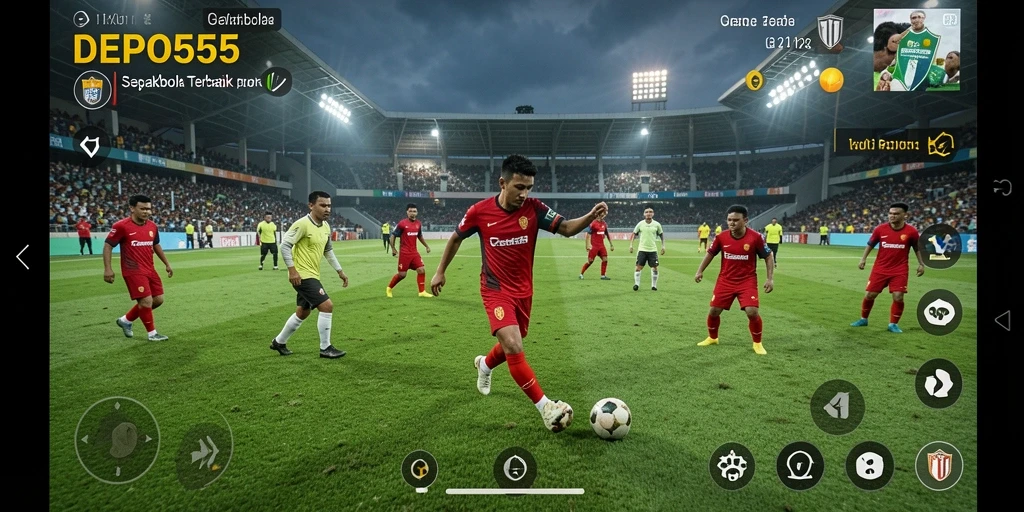 Tampilan gameplay DEPO555 yang menegangkan dari lapangan sepakbola.