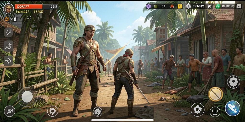 Tangkapan layar gameplay DORA77 dengan grafik menakjubkan.