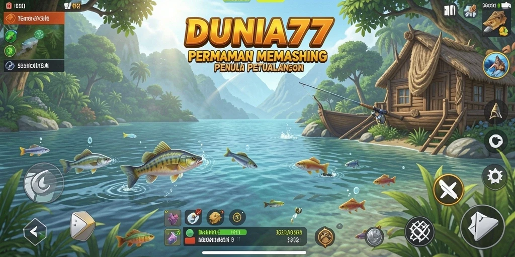Tampilan gameplay DUNIA77 dengan ikan yang beragam dan pemandangan menakjubkan.