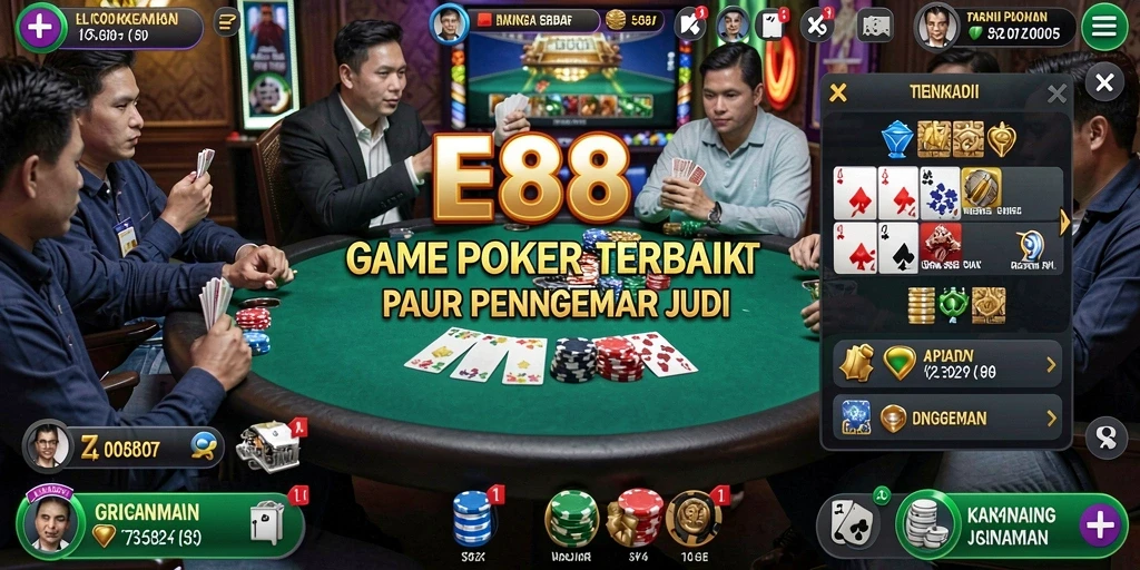 Tampilan permainan Poker yang seru dan menegangkan.