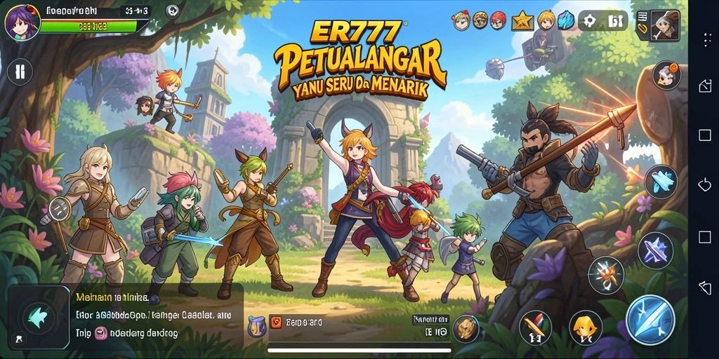 Tampilan gameplay seru dengan aksi karakter Anime mendebarkan.