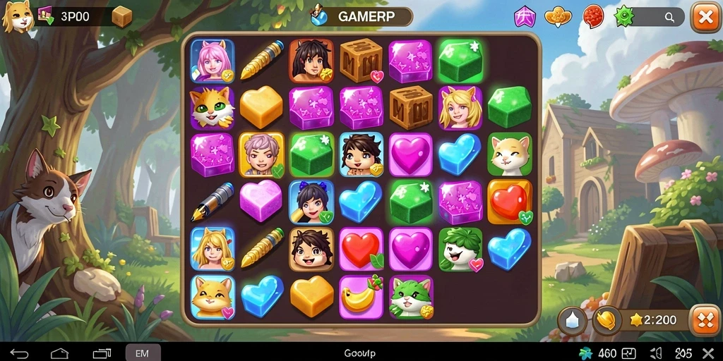 Tampilan gameplay match-3 yang menawan dan penuh warna.