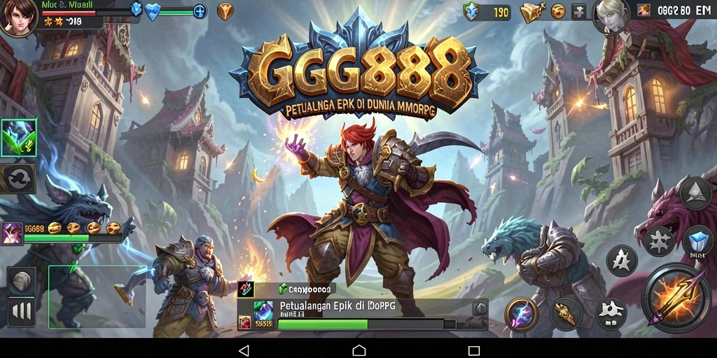 Tangkapan layar GGG888 menampilkan pertarungan epik dalam dunia MMORPG.