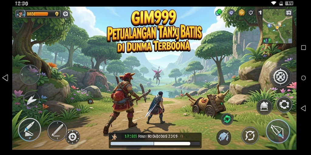 Tangkapan layar menampilkan gameplay GIM999 dengan pemandangan dunia terbuka yang menakjubkan.