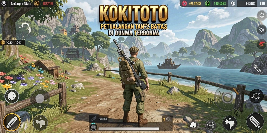 Gameplay KOKITOTO yang menampilkan petualangan di dunia terbuka yang luas.