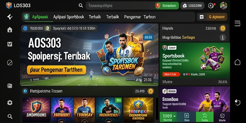 Tampilan gameplay aplikasi Sportsbook dengan berbagai pilihan taruhan.