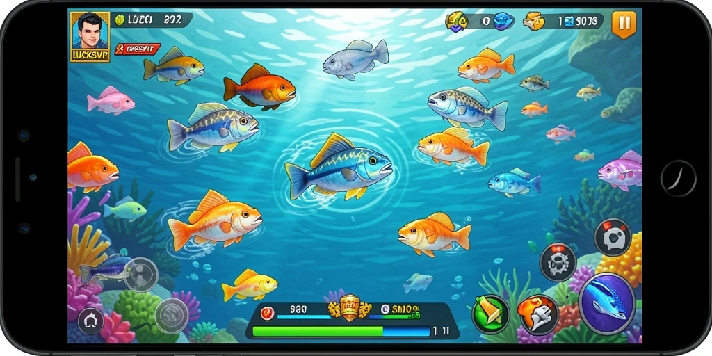 Tampilan gameplay LUCKSVIP dengan aksi menembak ikan yang seru.