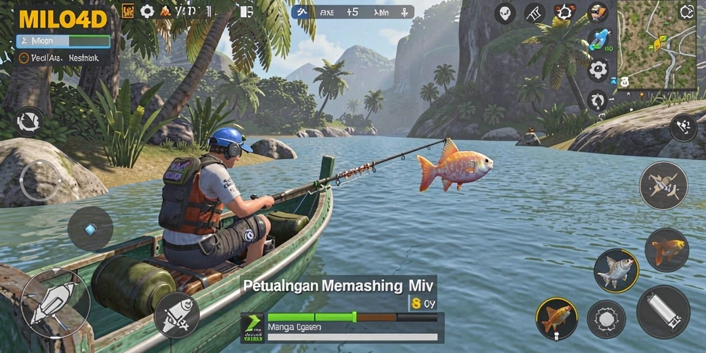 Tampilan gameplay <strong>MILO4D</strong> yang menakjubkan dengan aksi memancing yang seru.