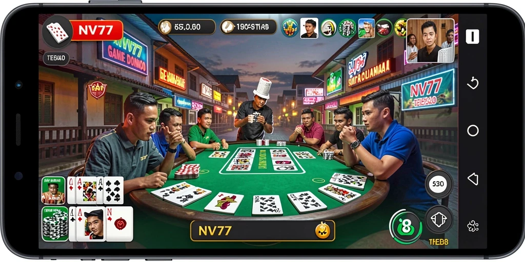 Tampilan gameplay seru dari NV77 saat bermain Domino.