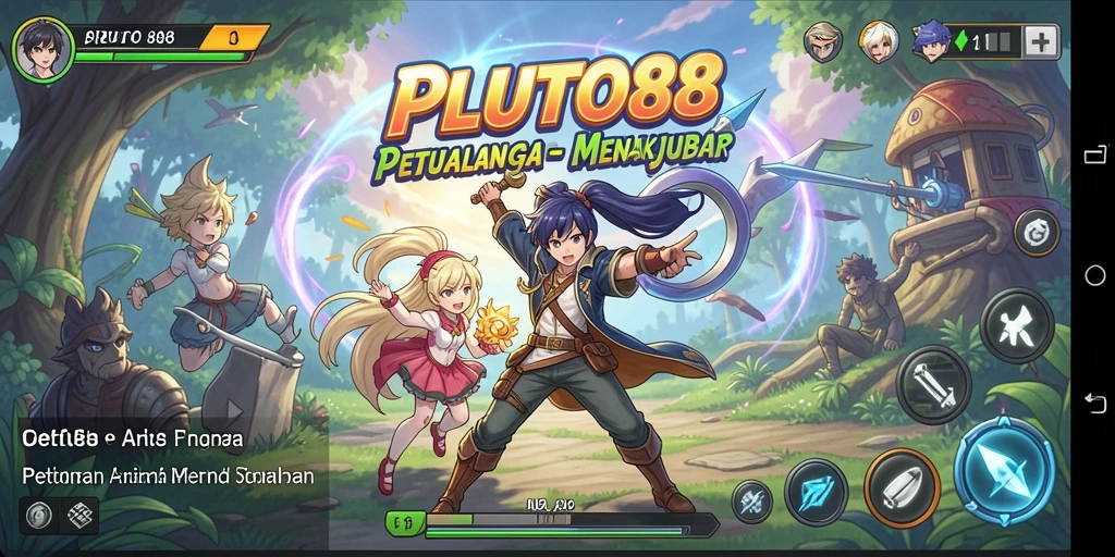 Screenshot gameplay menarik dari PLUTO88 dengan karakter anime.