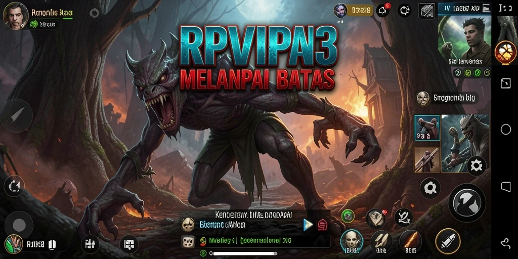 Screenshot gameplay RPVIP3 menampilkan momen menegangkan saat mengeksplorasi kegelapan.