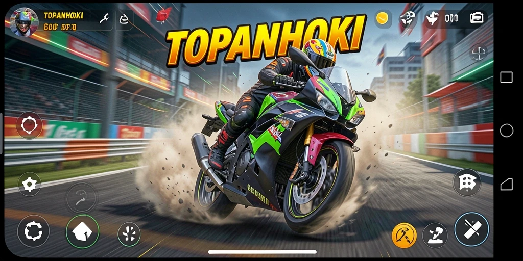 Gameplay menegangkan di lintasan balap motor dengan grafis yang memukau.