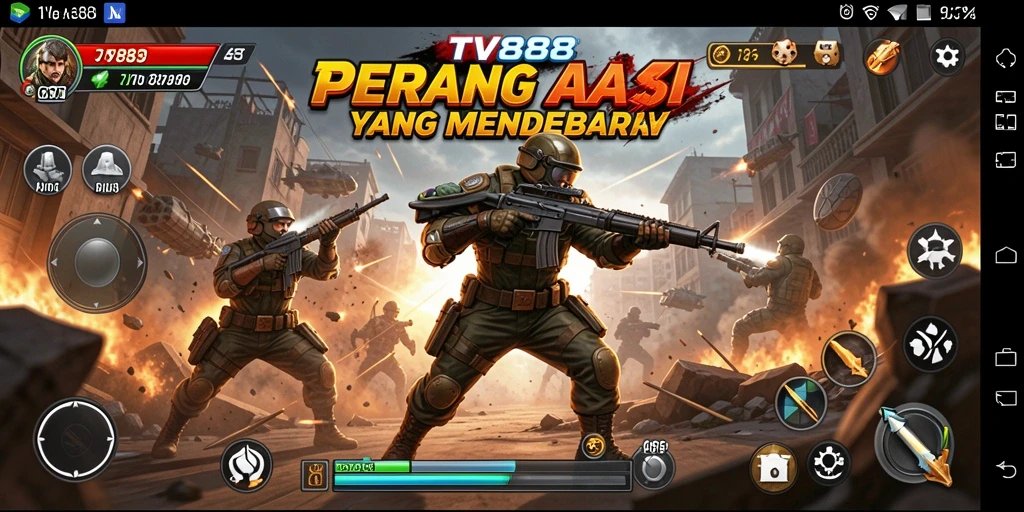 Tangkapan layar menampilkan aksi mendebarkan dalam TV888.