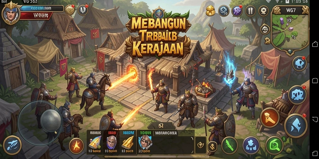 Tampilan gameplay menarik dari WG87 yang menunjukkan strategi membangun kerajaan.