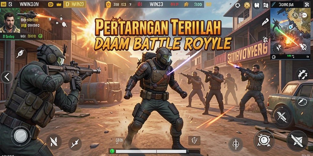 Tangkapan layar gameplay WIN33 menampilkan aksi seru dalam Battle Royale.